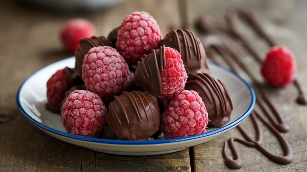 Chocolate Covered Frozen Raspberries