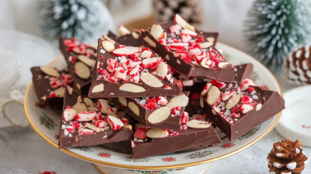 Dark Chocolate Peppermint Bark with Almonds