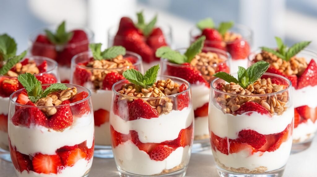 Strawberry Yogurt Cups with Mint