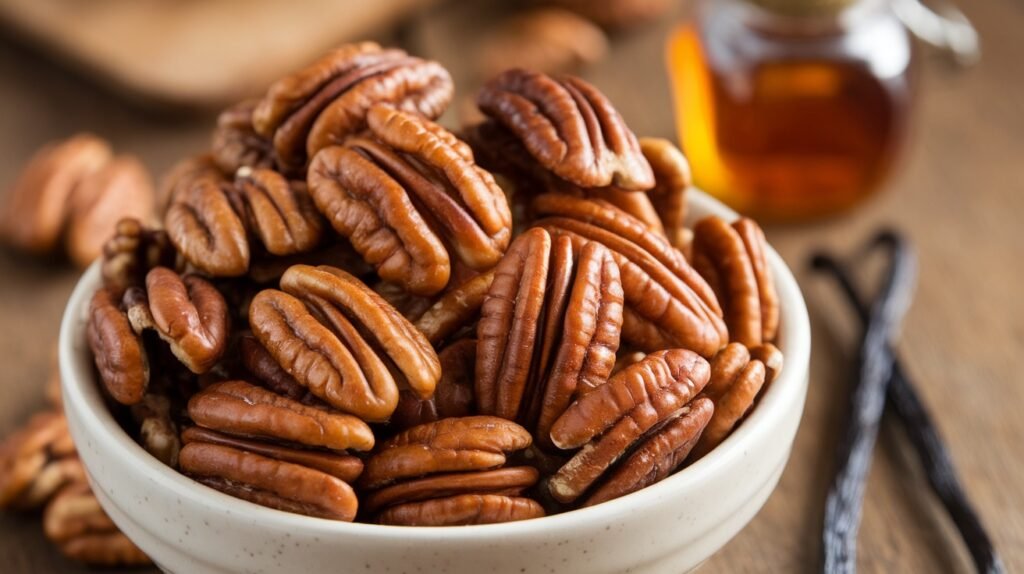 Maple Vanilla Roasted Pecans