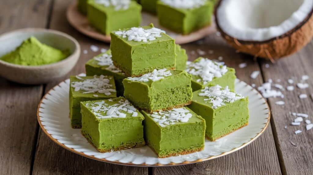 No-Bake Matcha Coconut Squares
