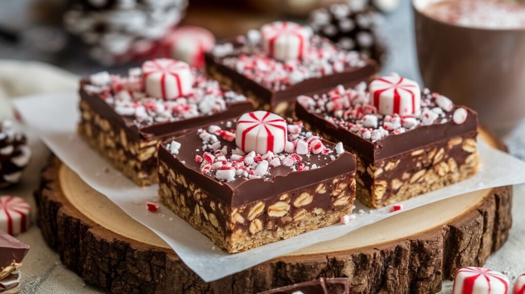 No-Bake Peppermint Chocolate Oat Bars