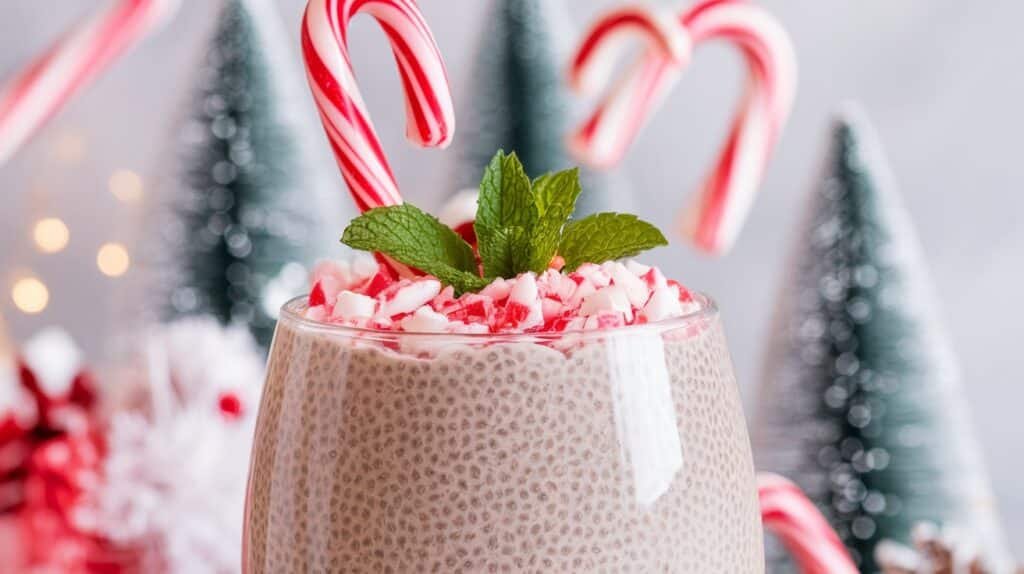 Candy Cane Chia Pudding with Coconut Milk