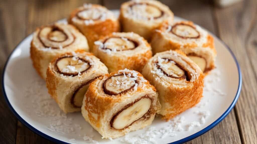 Toasted Coconut Banana Rolls