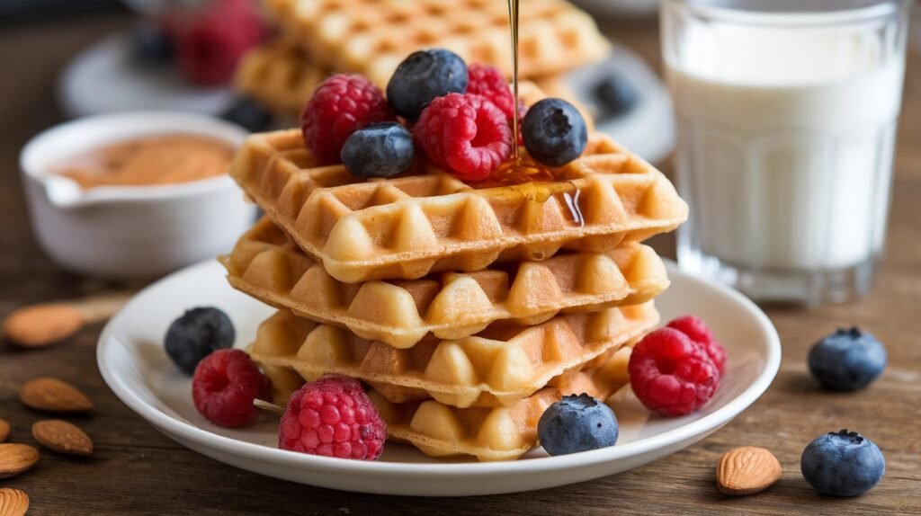 Almond Butter Protein Waffles (mini snack-sized)
