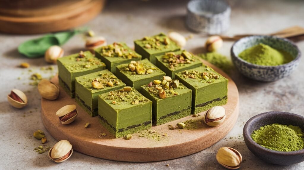 Matcha Pistachio Energy Squares