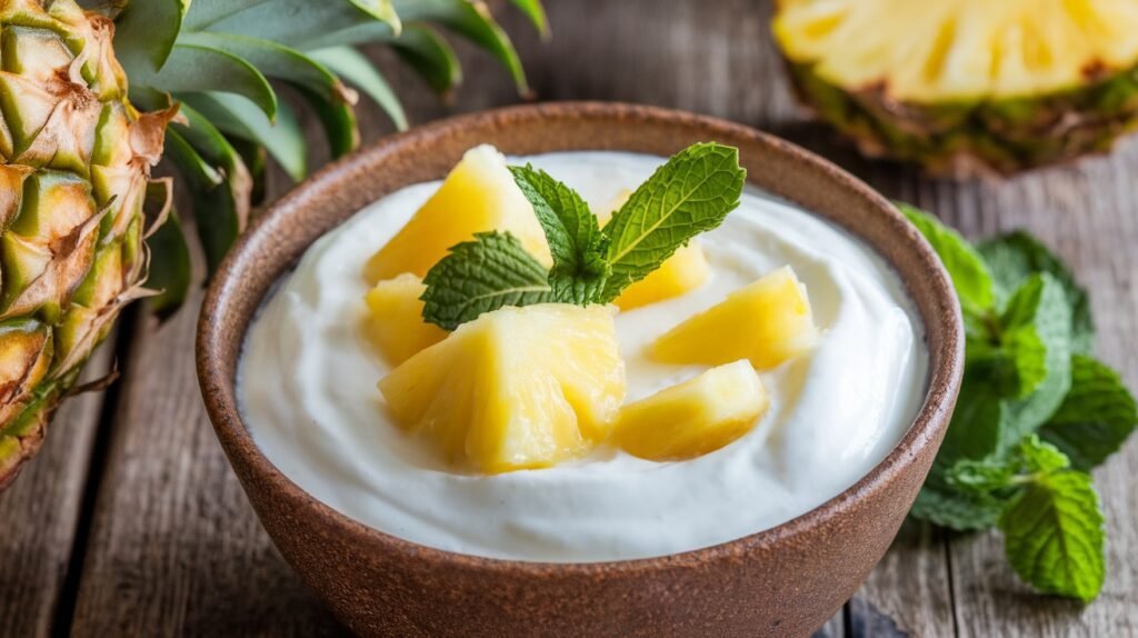 Coconut Yogurt with Pineapple Chunks