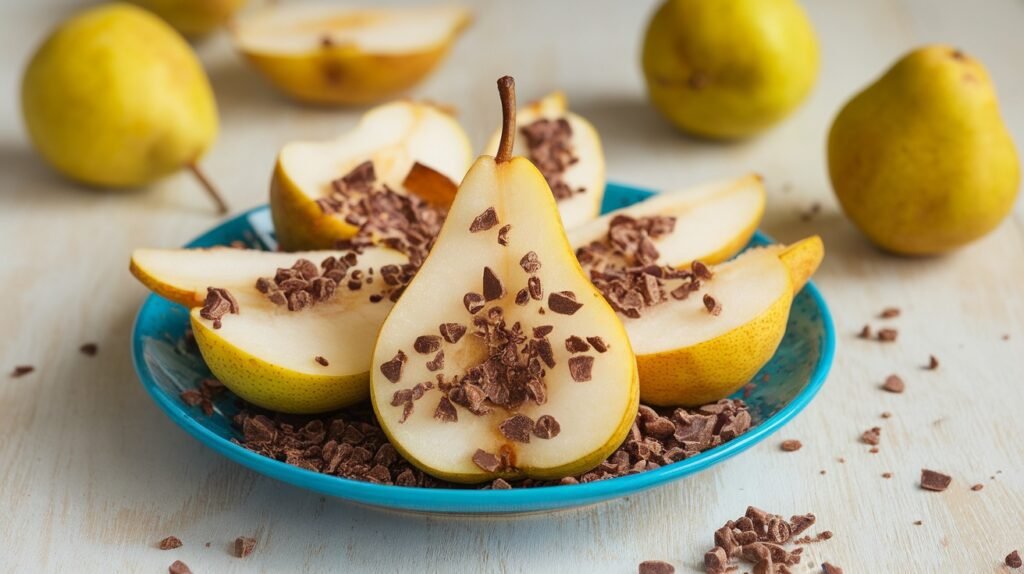 Frozen Pear Slices with Cacao Nibs