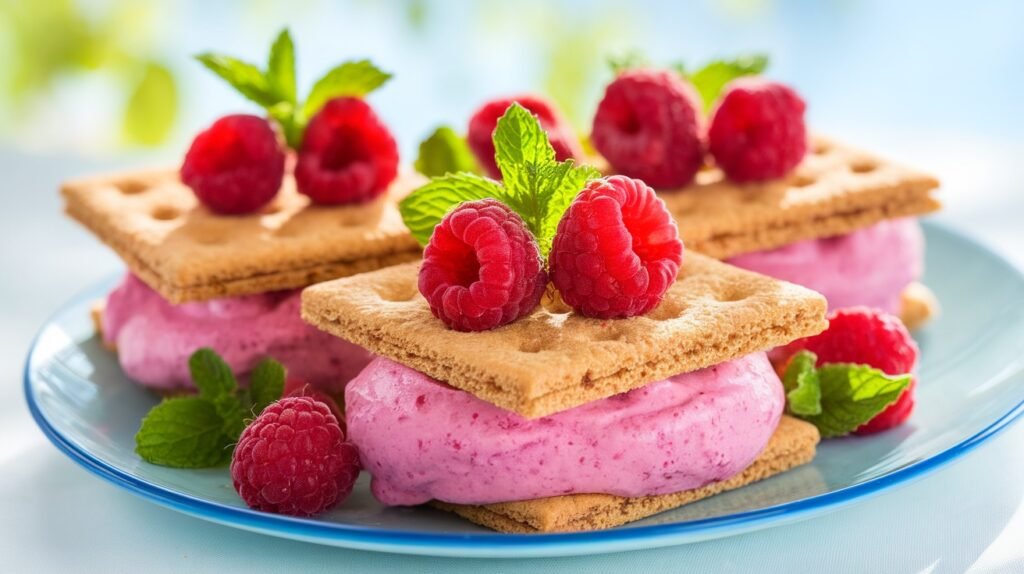 Frozen Raspberry Yogurt Sandwiches