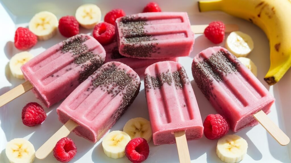Raspberry Banana Chia Pops