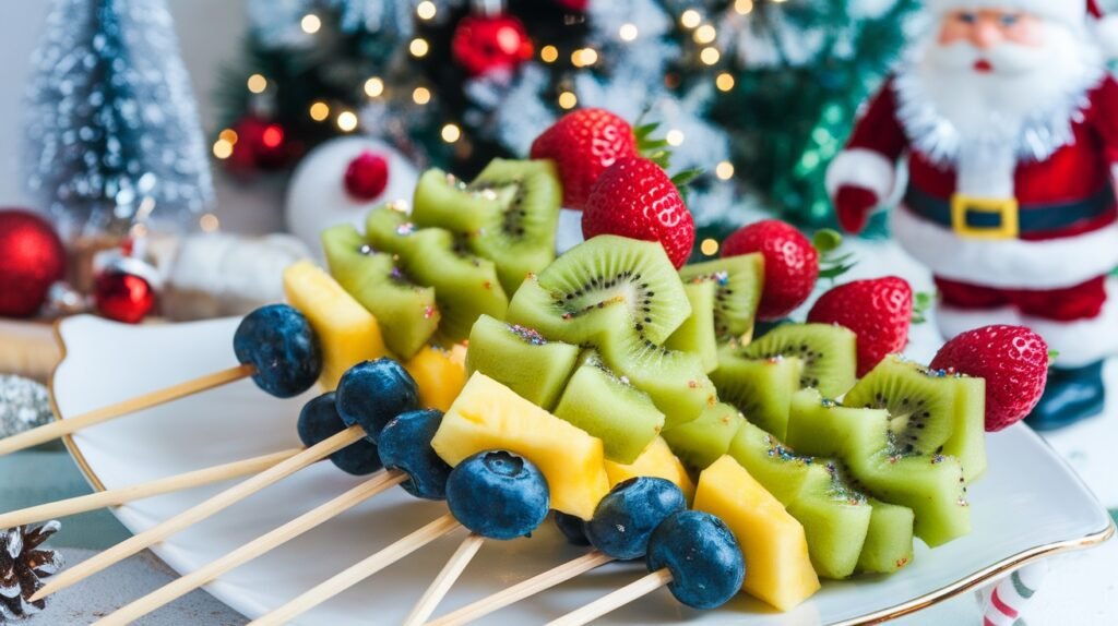 Christmas Tree Kiwi Fruit Skewers