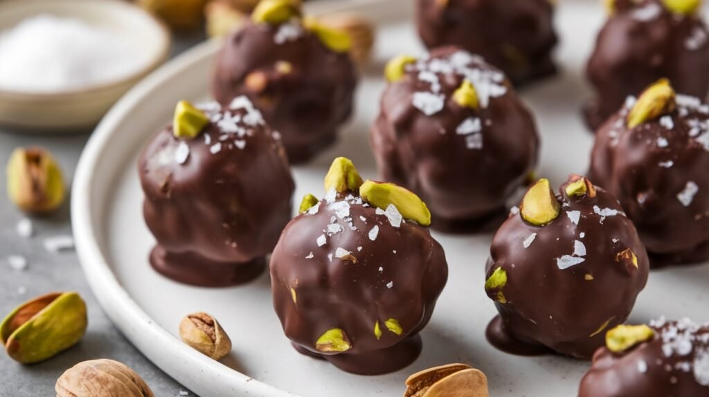 Dark Chocolate Pistachio Clusters with Sea Salt