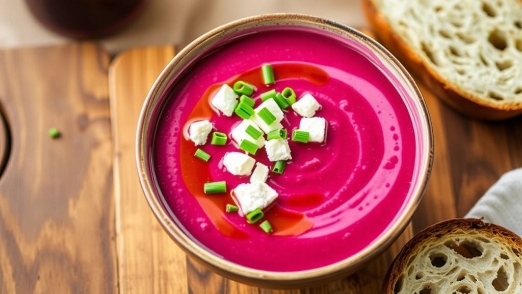 Roasted Beet and Goat Cheese Soup