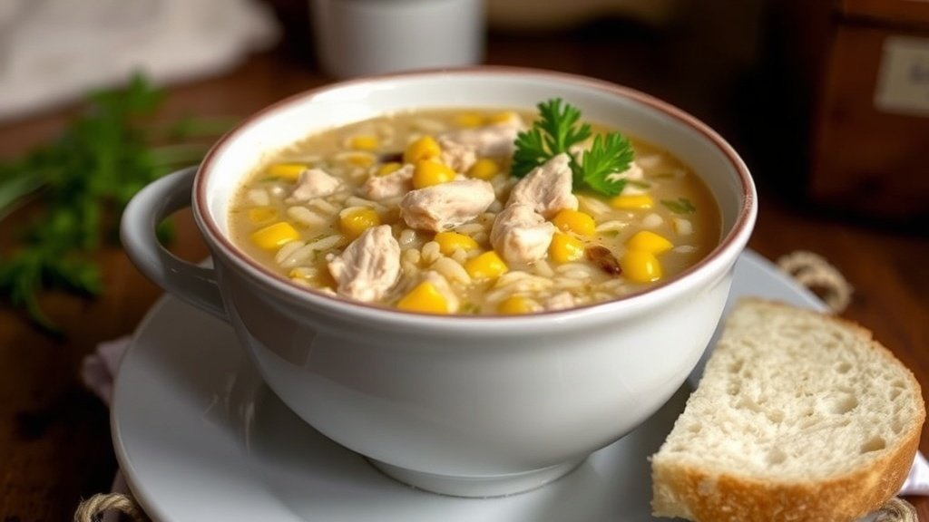 Rustic Chicken, Corn, and Wild Rice Soup