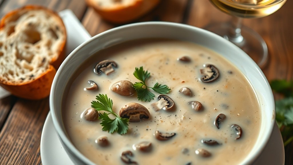 Creamy Mushroom and White Wine Soup
