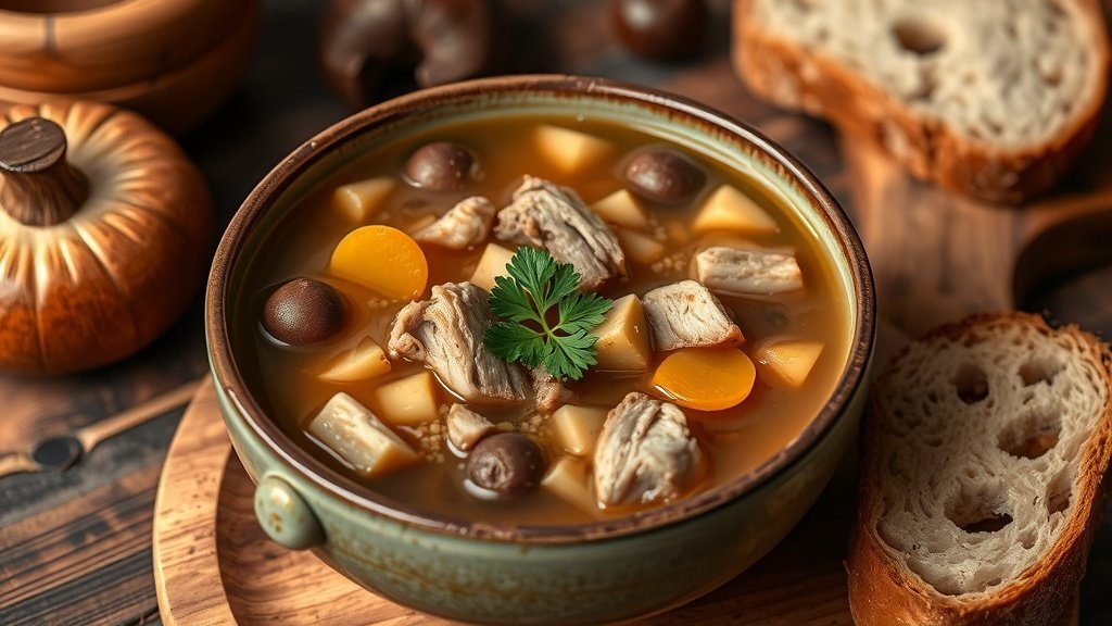 Rustic Roast Duck and Chestnut Soup