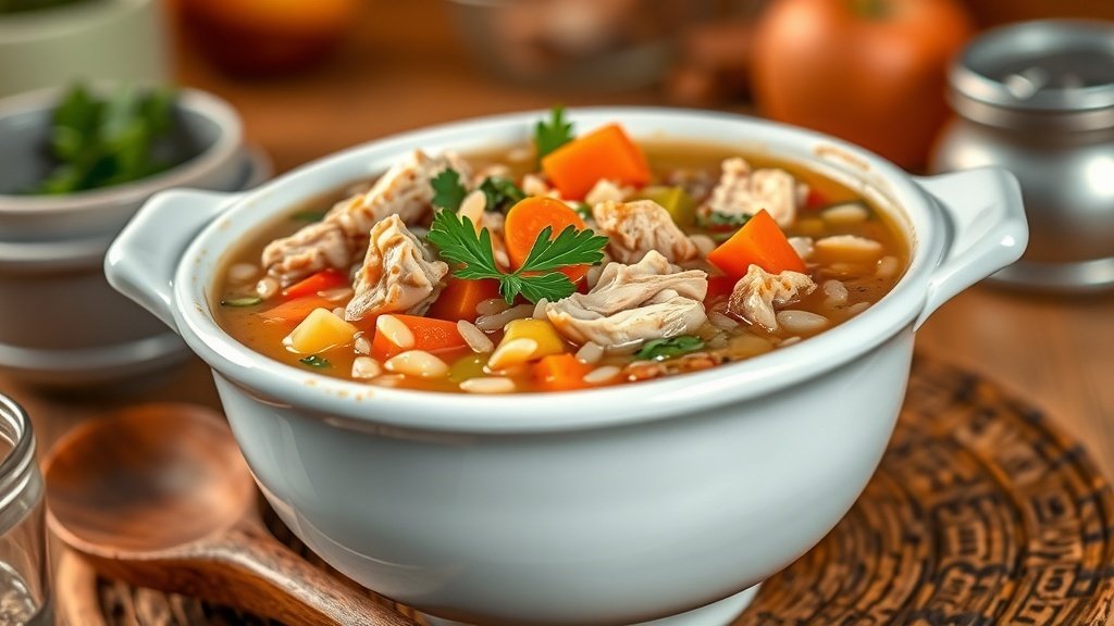 Apple Cider Chicken and Wild Rice Soup
