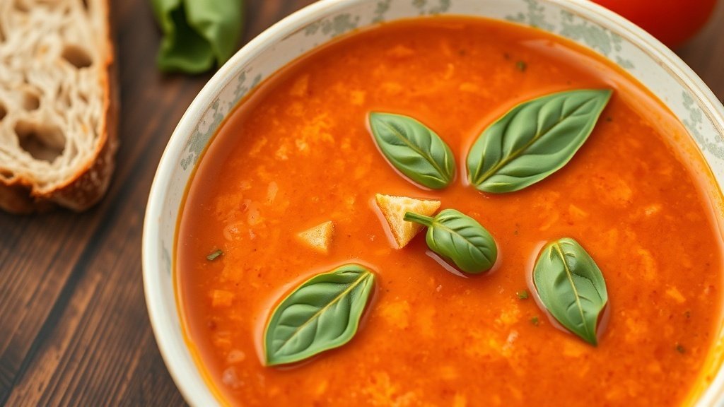 Creamy Parmesan Tomato and Basil Soup