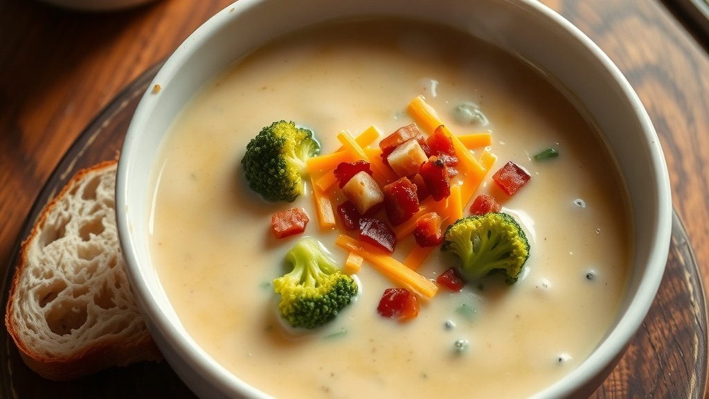 Creamy Broccoli, Bacon, and Cheddar Soup