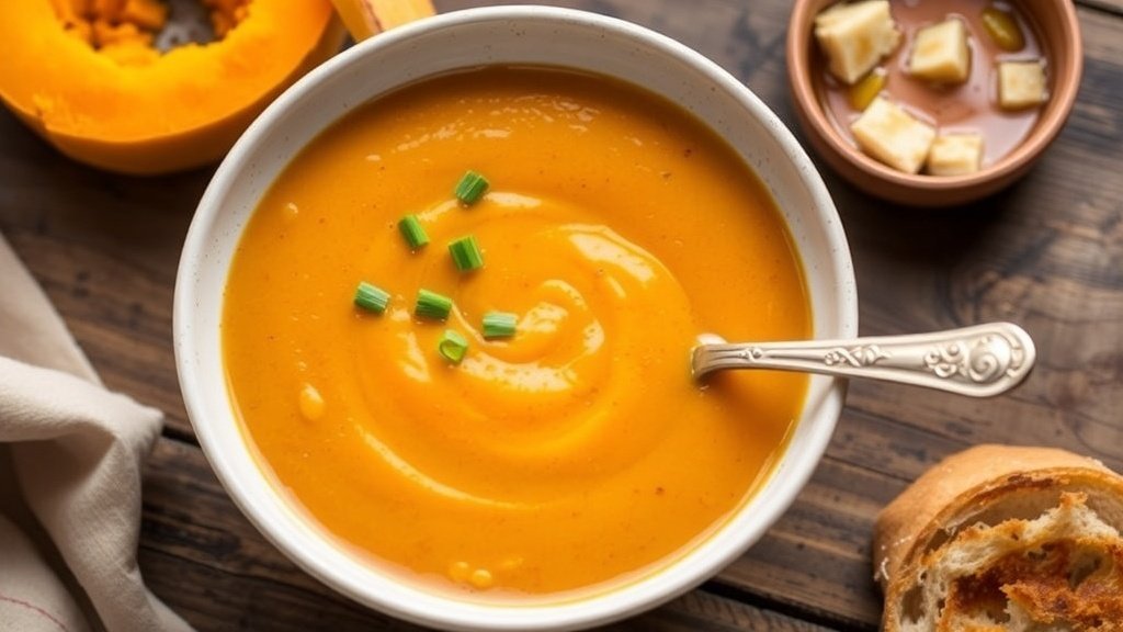 Creamy Roasted Acorn Squash and Maple Soup