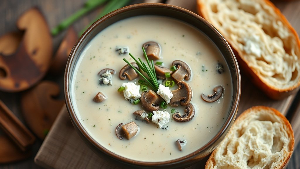 Creamy Blue Cheese and Mushroom Soup