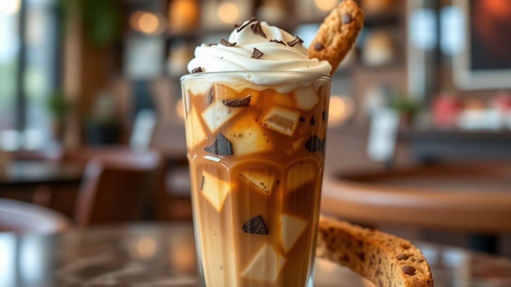 Chocolate Caramel Biscotti Iced Coffee