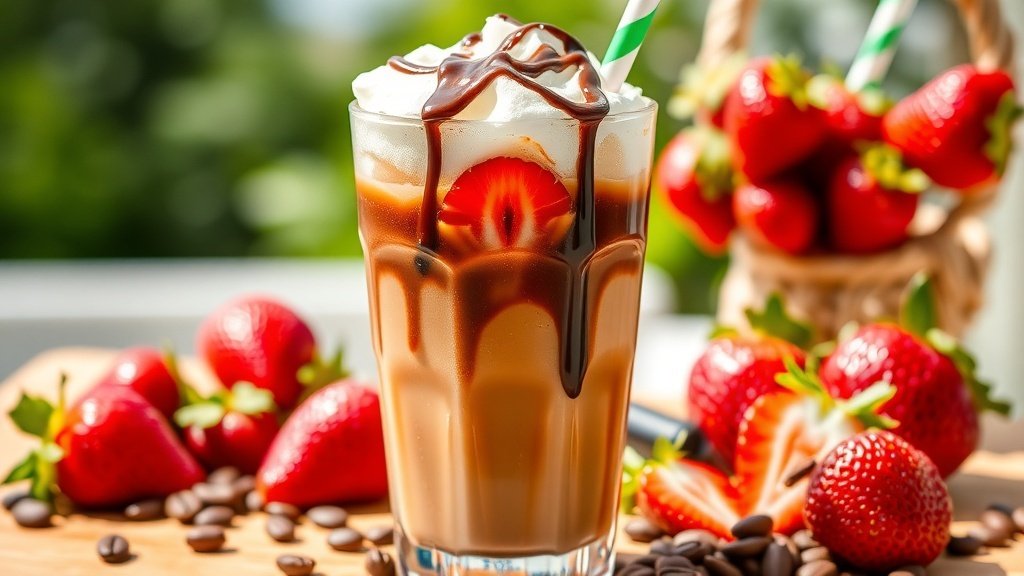Mocha Strawberry Cream Iced Coffee