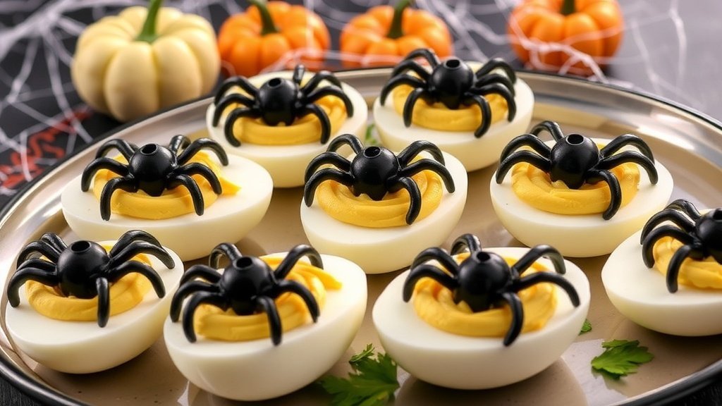 Spider Deviled Eggs