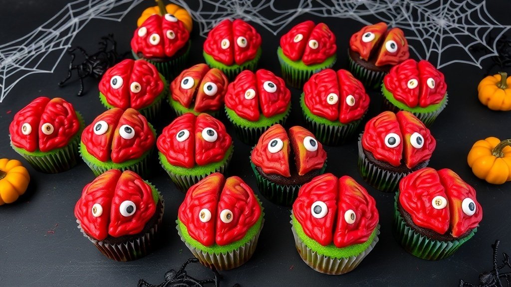 Zombie Brain Cupcakes