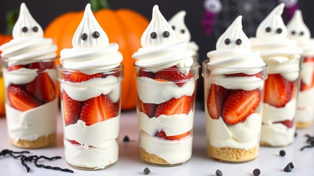 Ghostly Strawberry Shortcake Cups