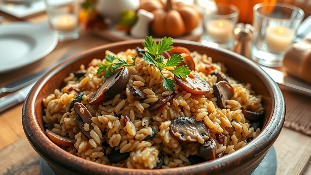 Wild Rice Pilaf with Mushrooms