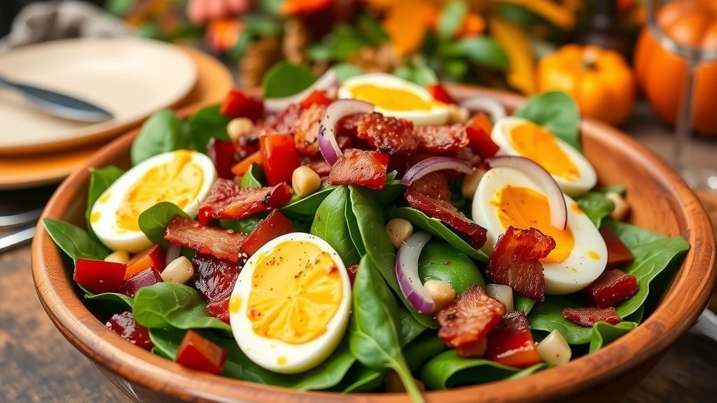 Warm Spinach Salad with Bacon Dressing
