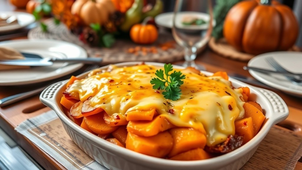 Cheddar Scalloped Sweet Potatoes