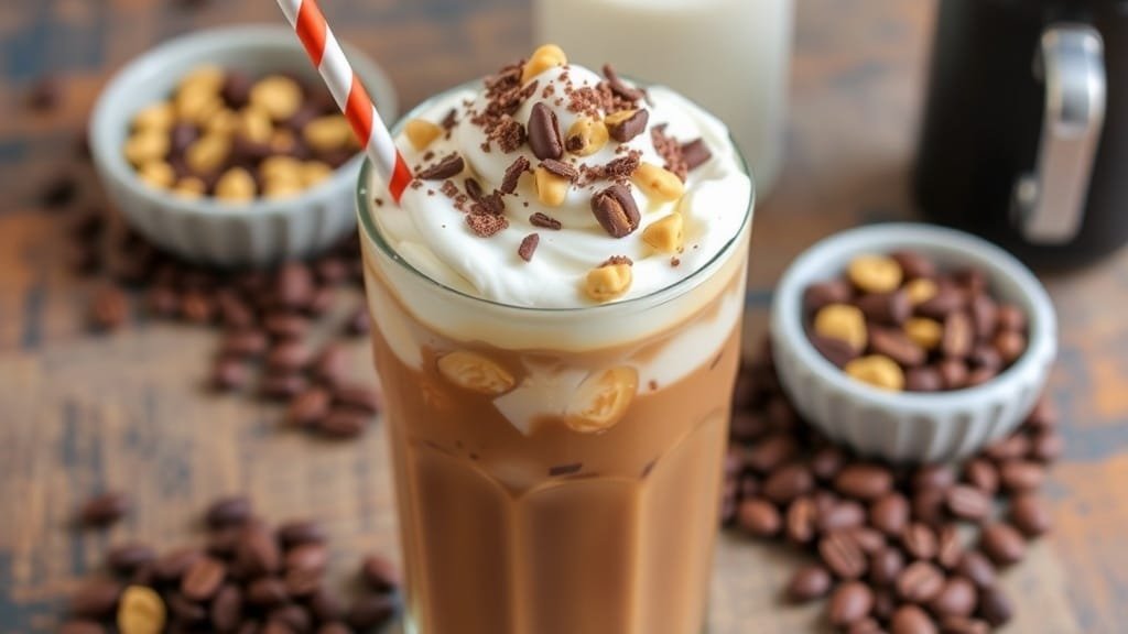Chocolate Peanut Crunch Iced Coffee