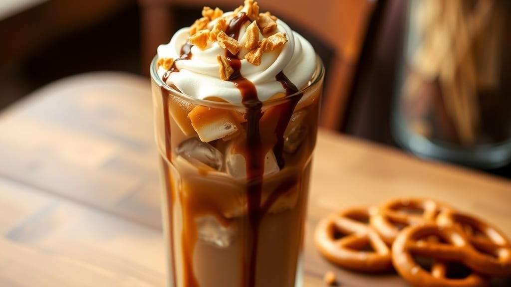 Chocolate Caramel Pretzel Iced Coffee