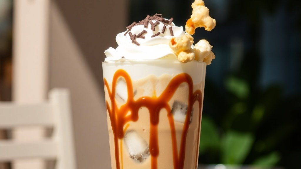 Chocolate Caramel Popcorn Iced Coffee