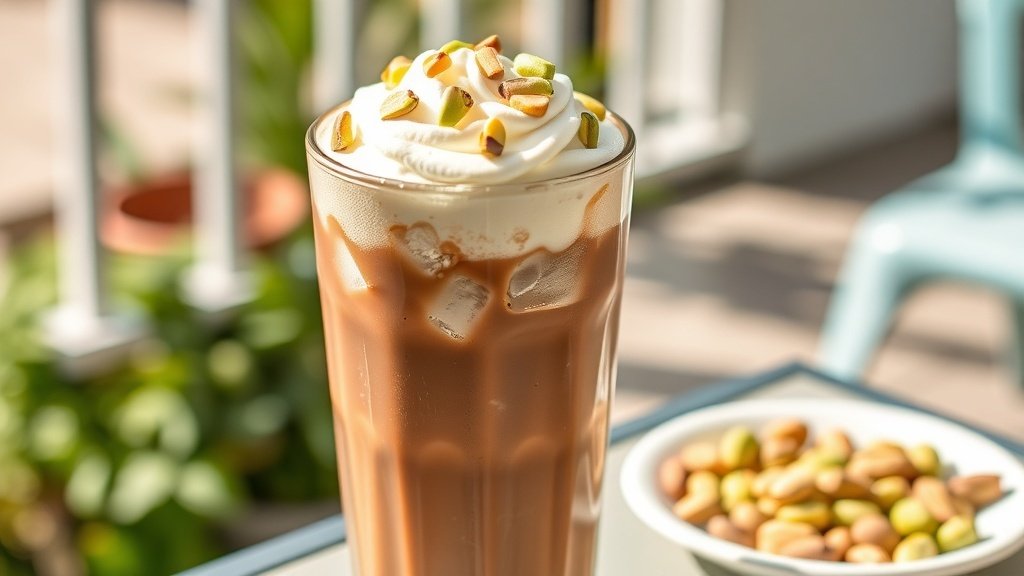 Chocolate Pistachio Cream Iced Coffee