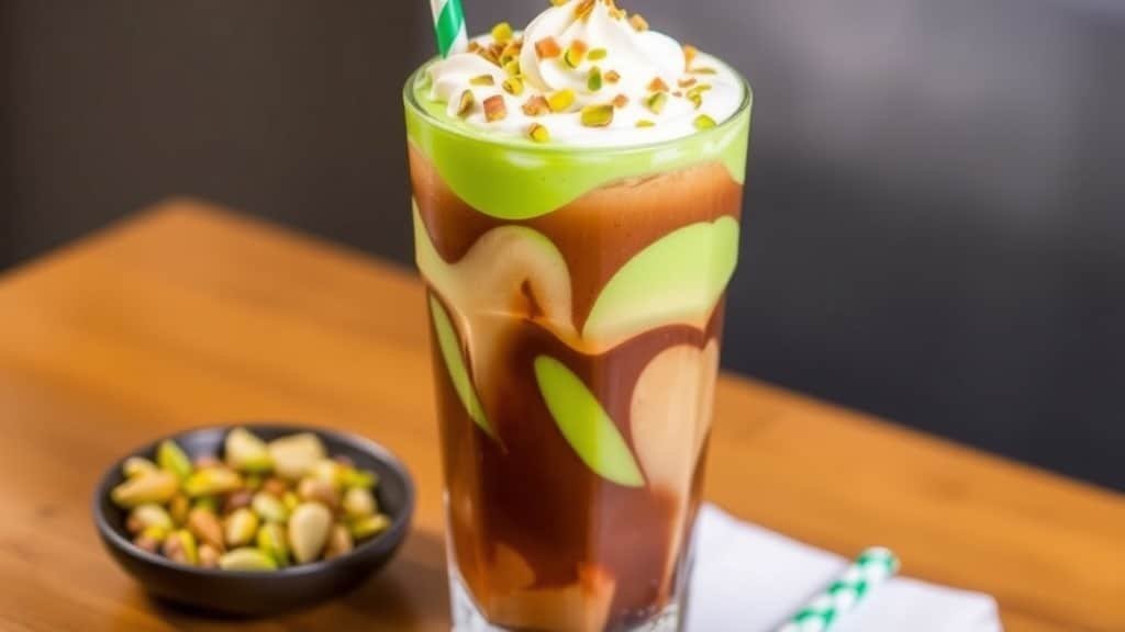 Chocolate Pistachio Swirl Iced Coffee