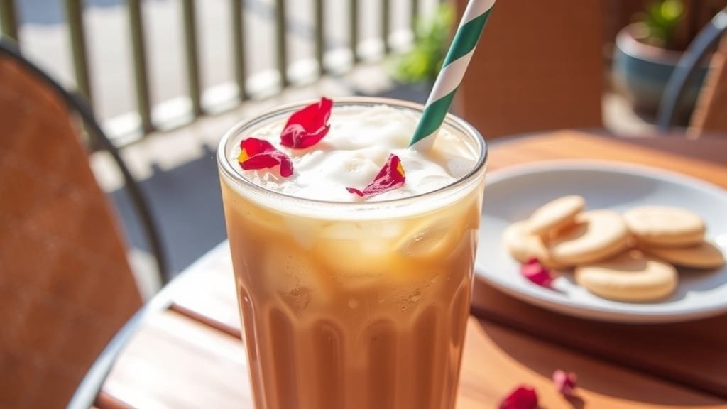 Rose Cardamom Iced Coffee Latte