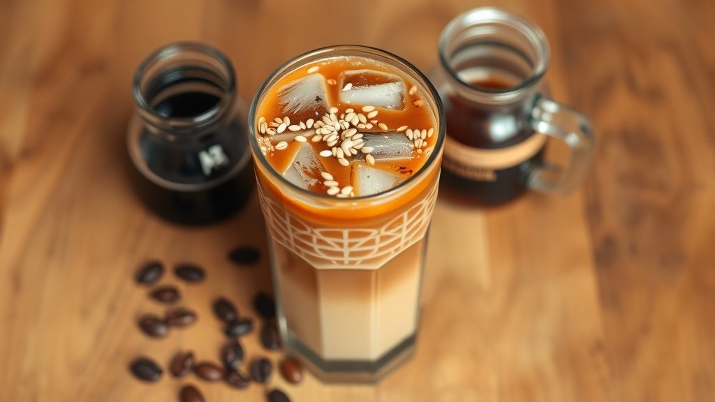 Toasted Sesame Vanilla Iced Coffee