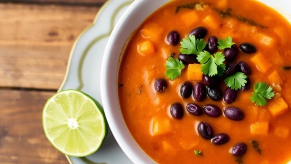 Spiced Sweet Potato and Black Bean Soup