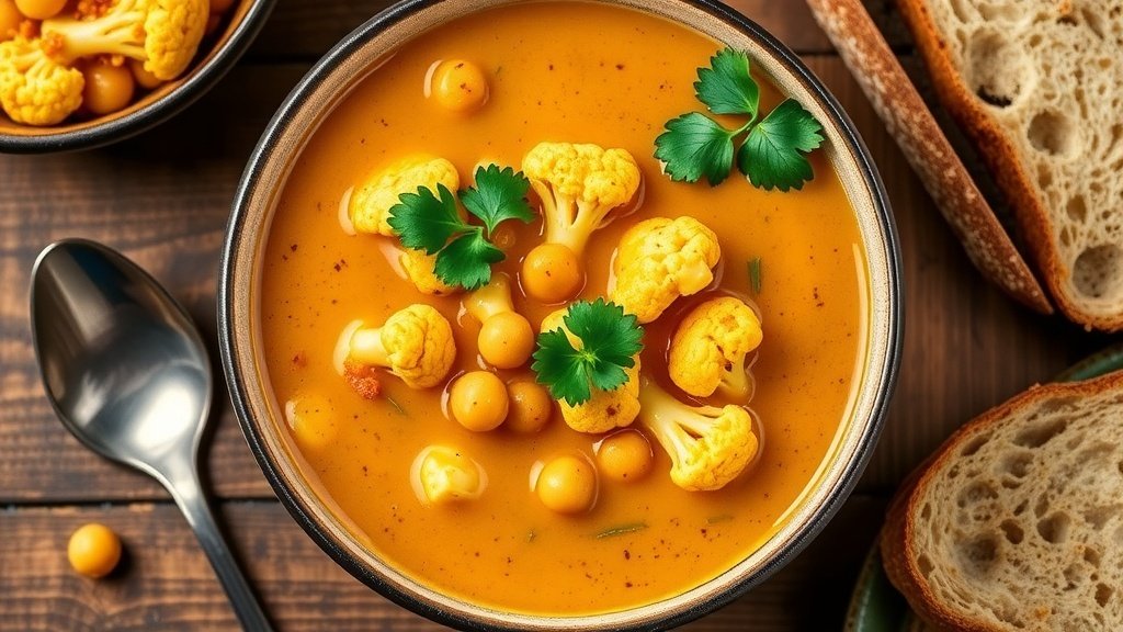 Curried Cauliflower and Chickpea Soup