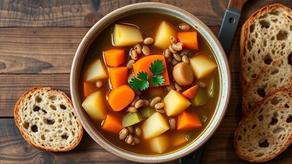 Rustic Root Vegetable and Barley Soup