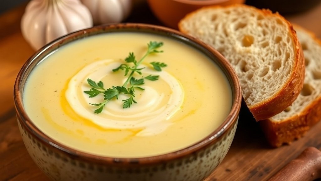 Roasted Garlic and Goat Cheese Soup