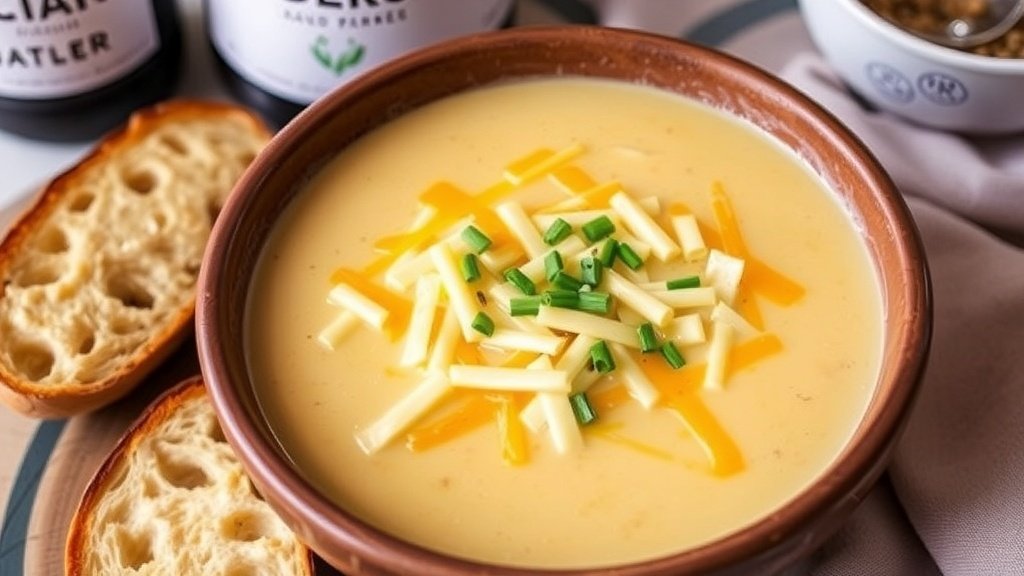 Cheddar and Cauliflower Beer Soup