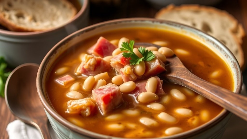 Maple Glazed Ham and Bean Soup