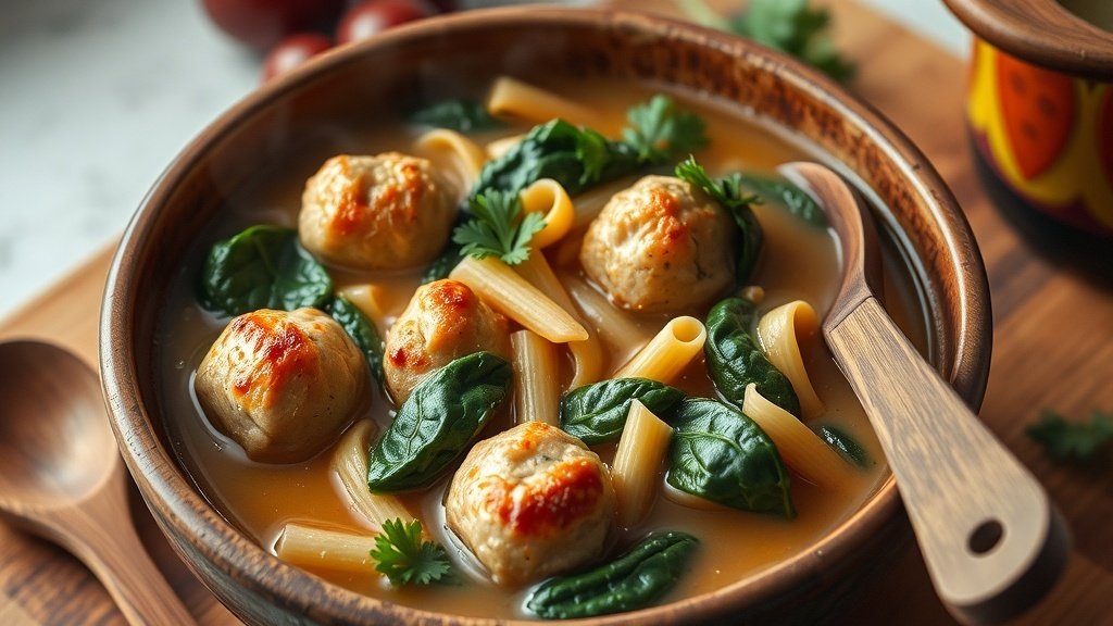 Savory Chicken and Orzo Meatball Soup