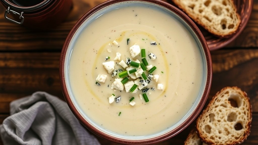 Creamy Cauliflower and Blue Cheese Soup