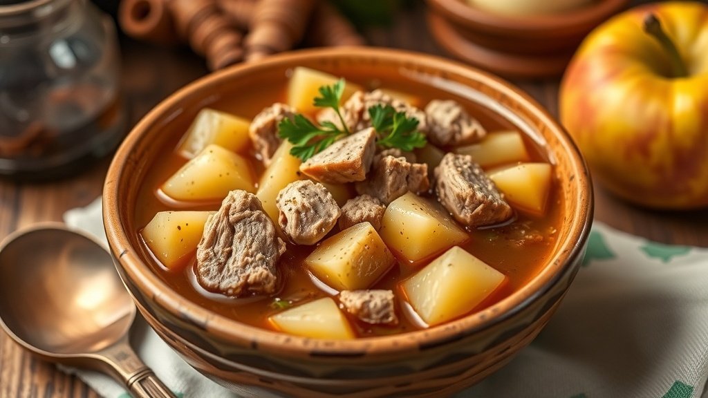 Rustic Pork, Potato, and Apple Soup