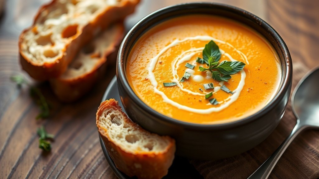 Creamy Roasted Pumpkin and Goat Cheese Soup